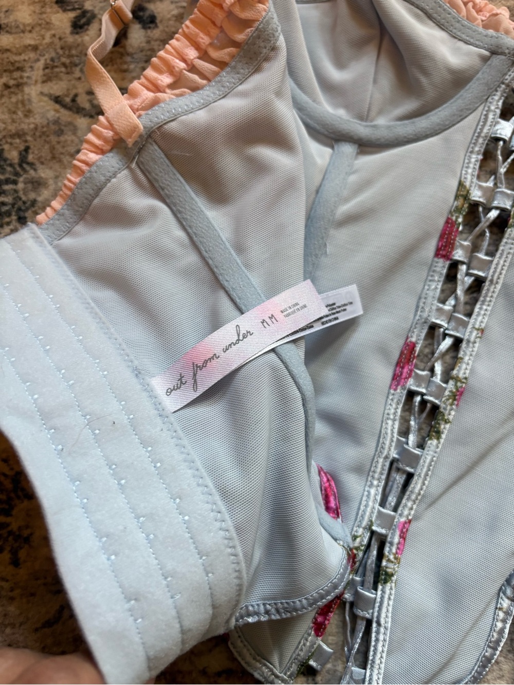 UO urban outfitters Out From Under Juliette Lace-Up Corset floral M coquette - Picture 8 of 10